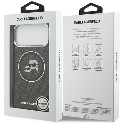 Karl Lagerfeld IML Glitter Karl&amp;Choupette Heads Logo MagSafe Case for iPhone 17 Pro Max - Black_7
