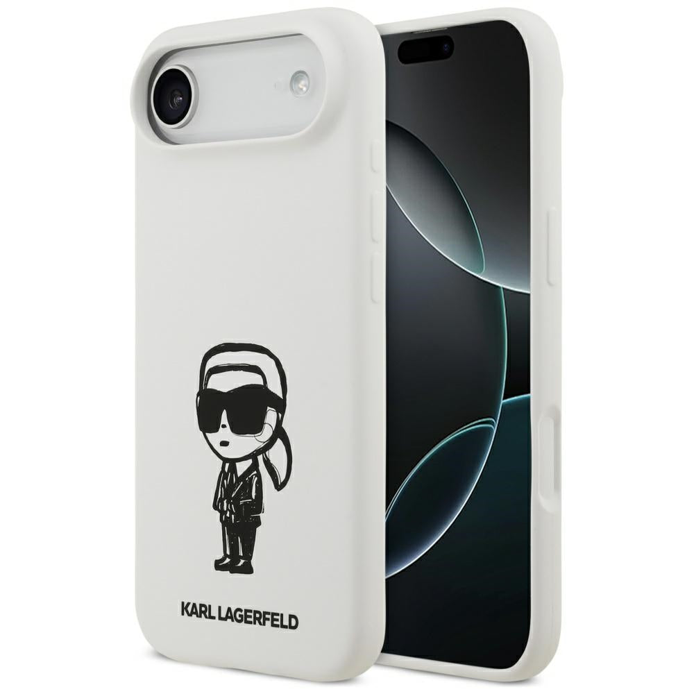 Karl Lagerfeld Silicone Karl Sketch &amp; Logo MagSafe Case for iPhone 17 Air - White_0