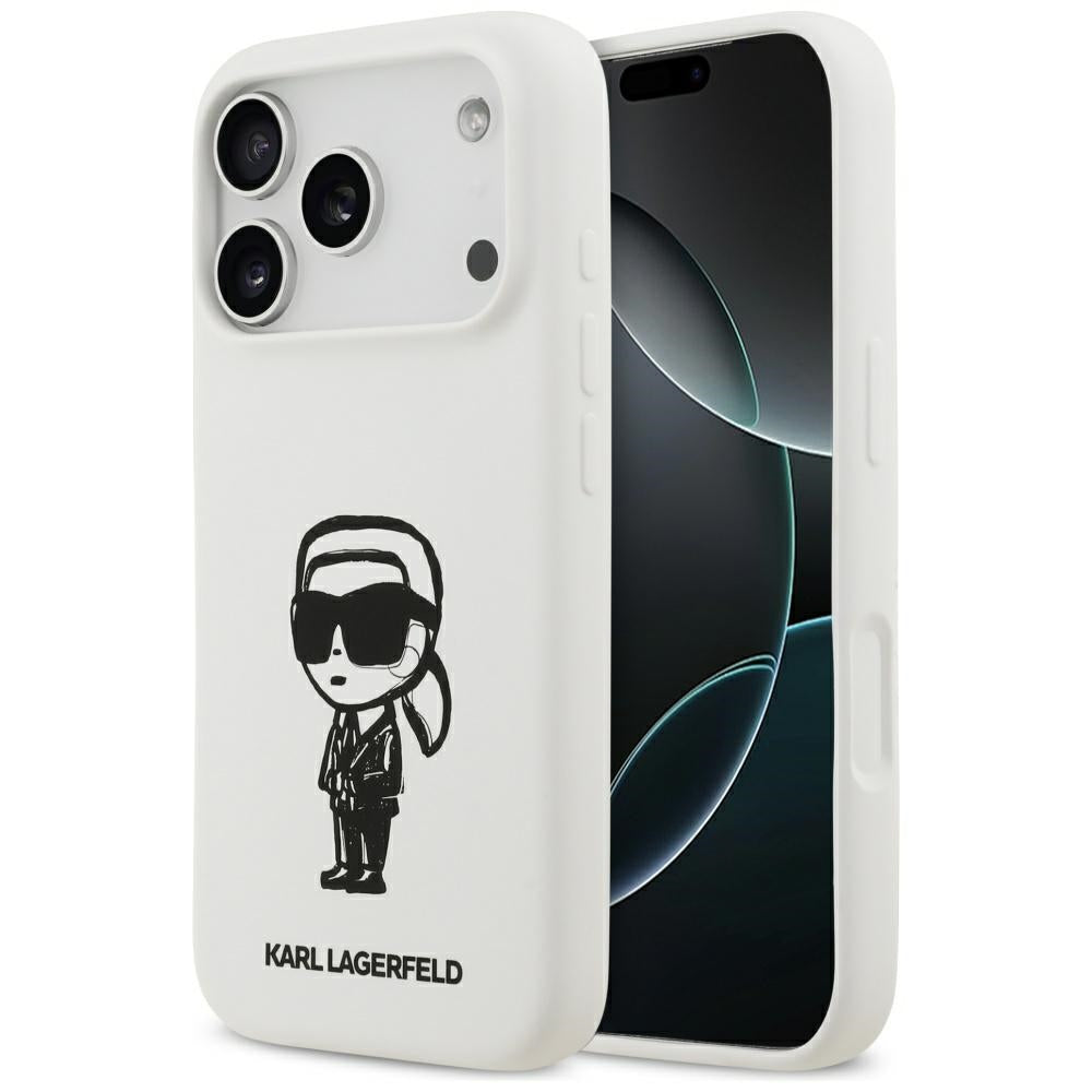 Karl Lagerfeld Silicone Karl Sketch &amp; Logo MagSafe Case for iPhone 17 Pro - White_0