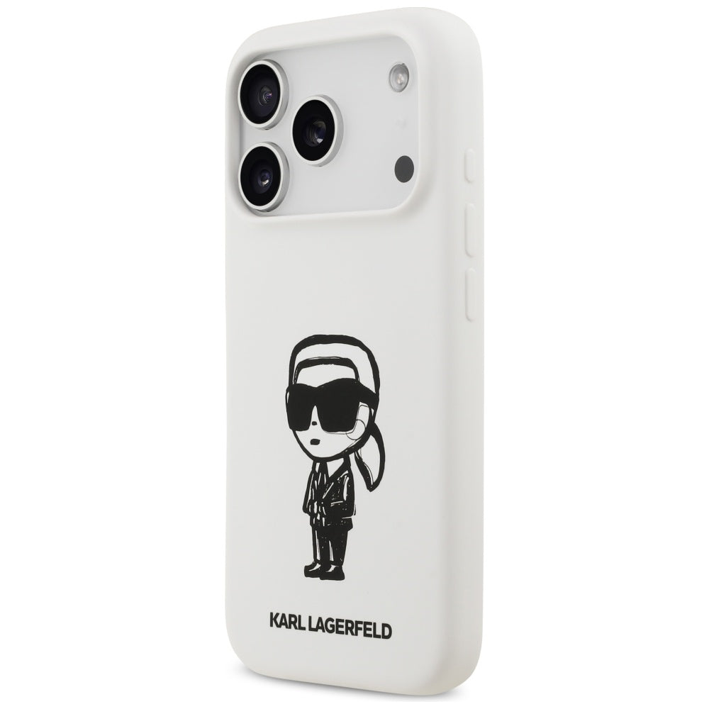 Karl Lagerfeld Silicone Karl Sketch &amp; Logo MagSafe Case for iPhone 17 Pro - White_1