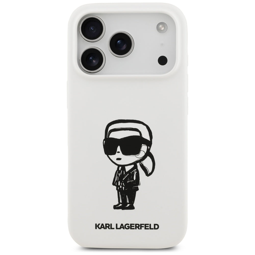 Karl Lagerfeld Silicone Karl Sketch &amp; Logo MagSafe Case for iPhone 17 Pro - White_2