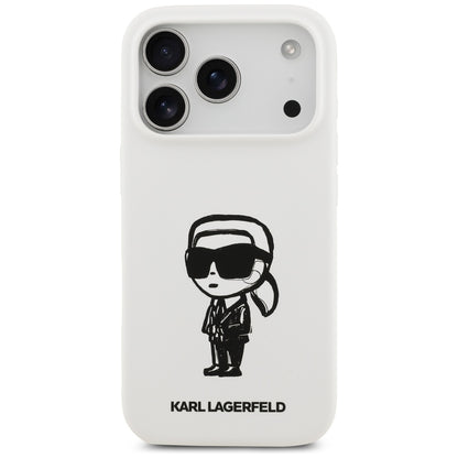 Karl Lagerfeld Silicone Karl Sketch &amp; Logo MagSafe Case for iPhone 17 Pro - White_2