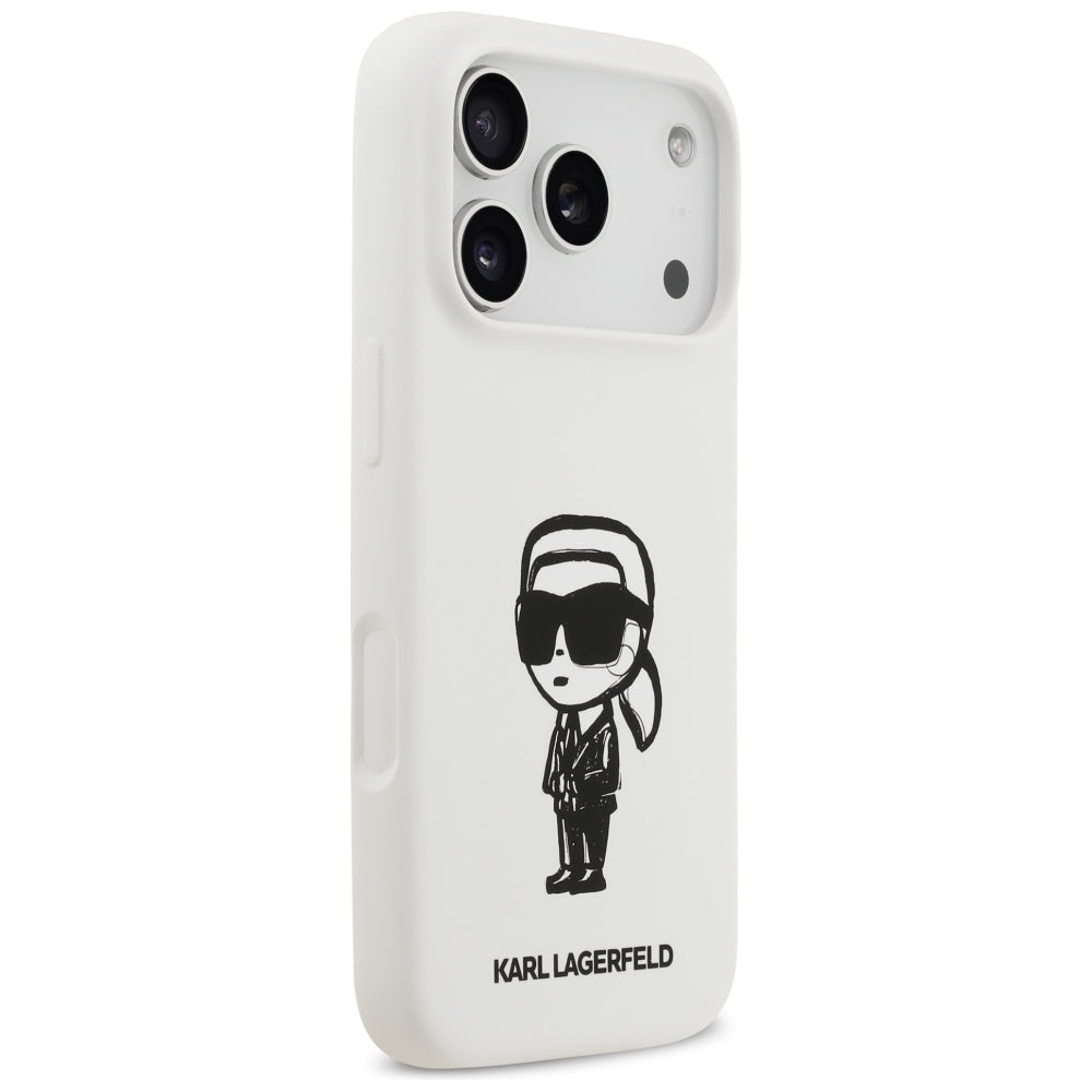 Karl Lagerfeld Silicone Karl Sketch &amp; Logo MagSafe Case for iPhone 17 Pro - White_3