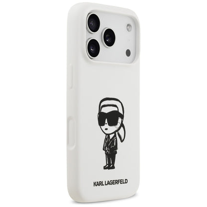 Karl Lagerfeld Silicone Karl Sketch &amp; Logo MagSafe Case for iPhone 17 Pro - White_3