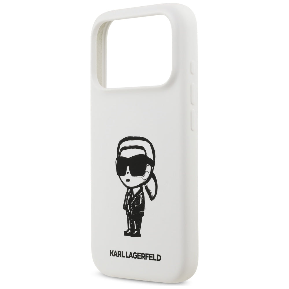 Karl Lagerfeld Silicone Karl Sketch &amp; Logo MagSafe Case for iPhone 17 Pro - White_5