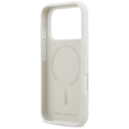 Karl Lagerfeld Silicone Karl Sketch &amp; Logo MagSafe Case for iPhone 17 Pro - White_6