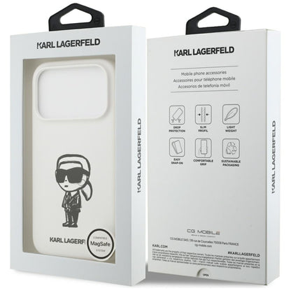 Karl Lagerfeld Silicone Karl Sketch &amp; Logo MagSafe Case for iPhone 17 Pro - White_7