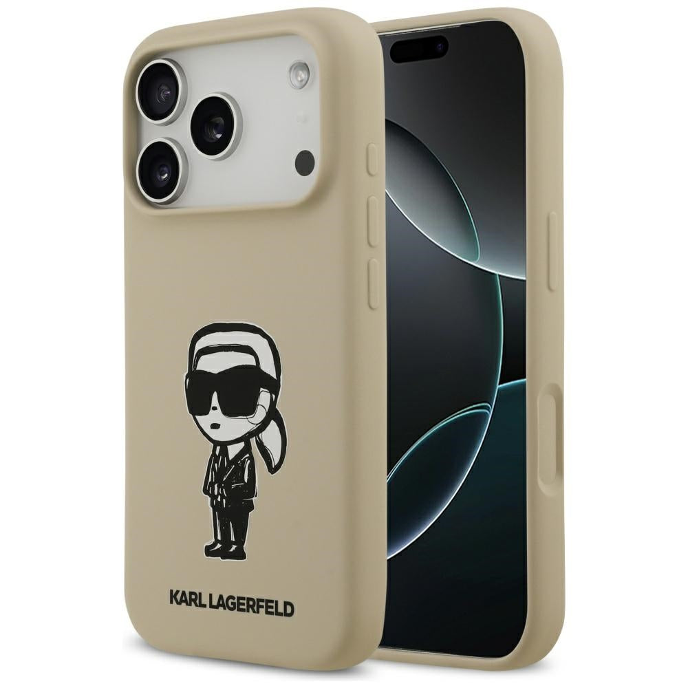 Karl Lagerfeld Silicone Karl Sketch &amp; Logo MagSafe Case for iPhone 17 Pro - Brown_0