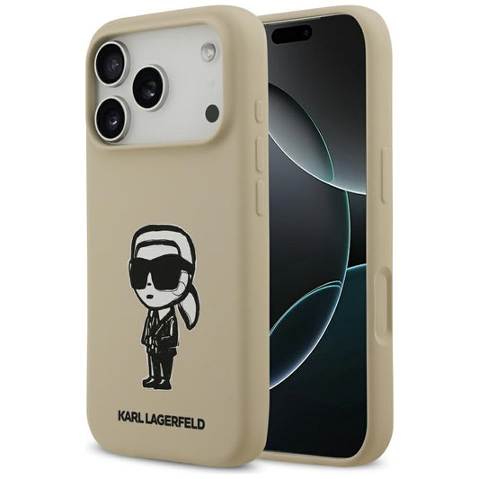 Karl Lagerfeld Silicone Karl Sketch &amp; Logo MagSafe Case for iPhone 17 Pro - Brown_0