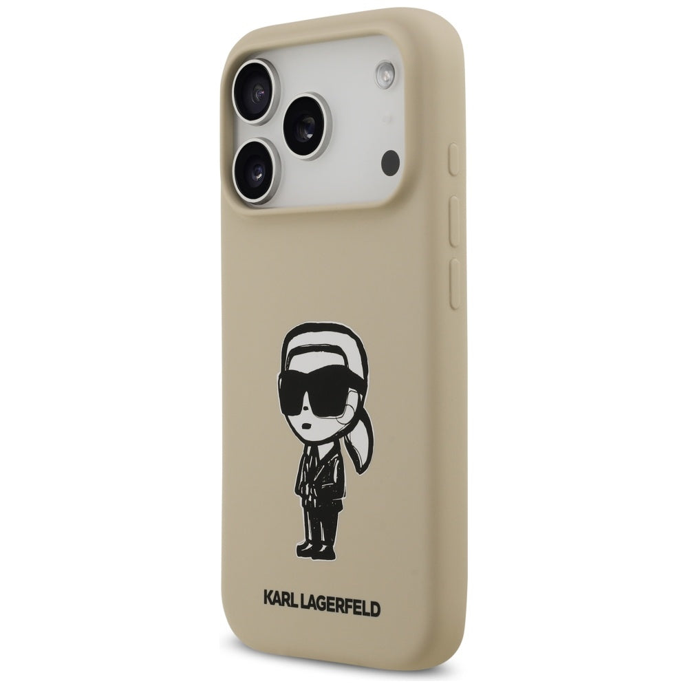 Karl Lagerfeld Silicone Karl Sketch &amp; Logo MagSafe Case for iPhone 17 Pro - Brown_1