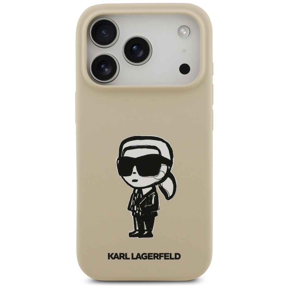 Karl Lagerfeld Silicone Karl Sketch &amp; Logo MagSafe Case for iPhone 17 Pro - Brown_2