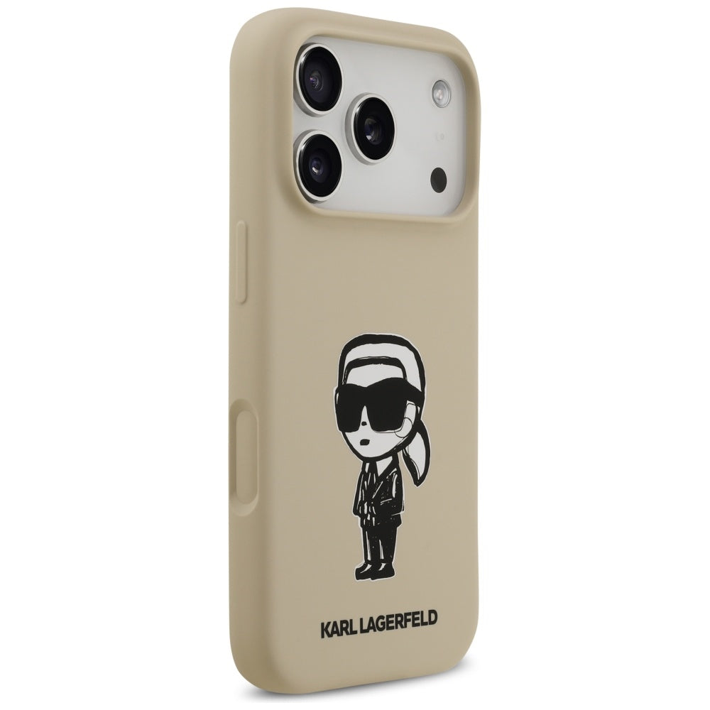Karl Lagerfeld Silicone Karl Sketch &amp; Logo MagSafe Case for iPhone 17 Pro - Brown_3