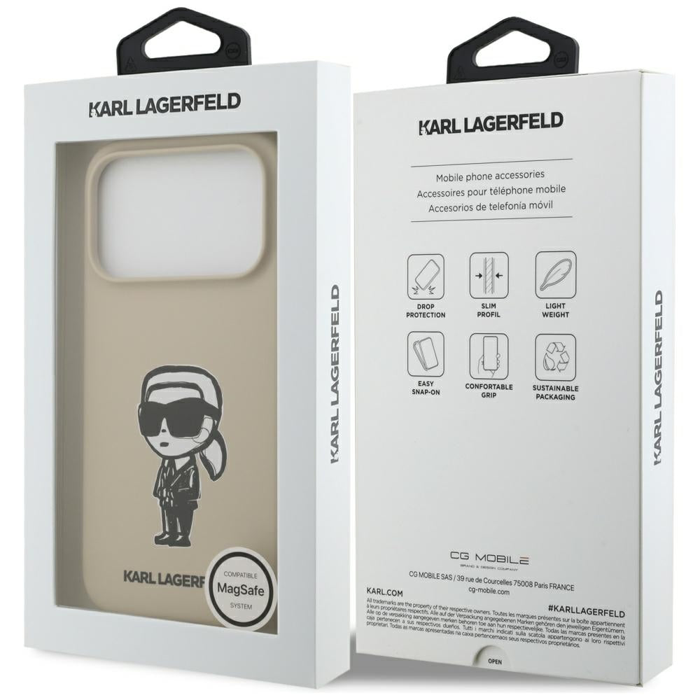 Karl Lagerfeld Silicone Karl Sketch &amp; Logo MagSafe Case for iPhone 17 Pro - Brown_7