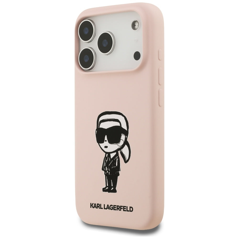 Karl Lagerfeld Silicone Karl Sketch &amp; Logo MagSafe Case for iPhone 17 Pro Max - Pink_1