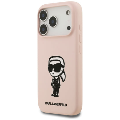 Karl Lagerfeld Silicone Karl Sketch &amp; Logo MagSafe Case for iPhone 17 Pro Max - Pink_1