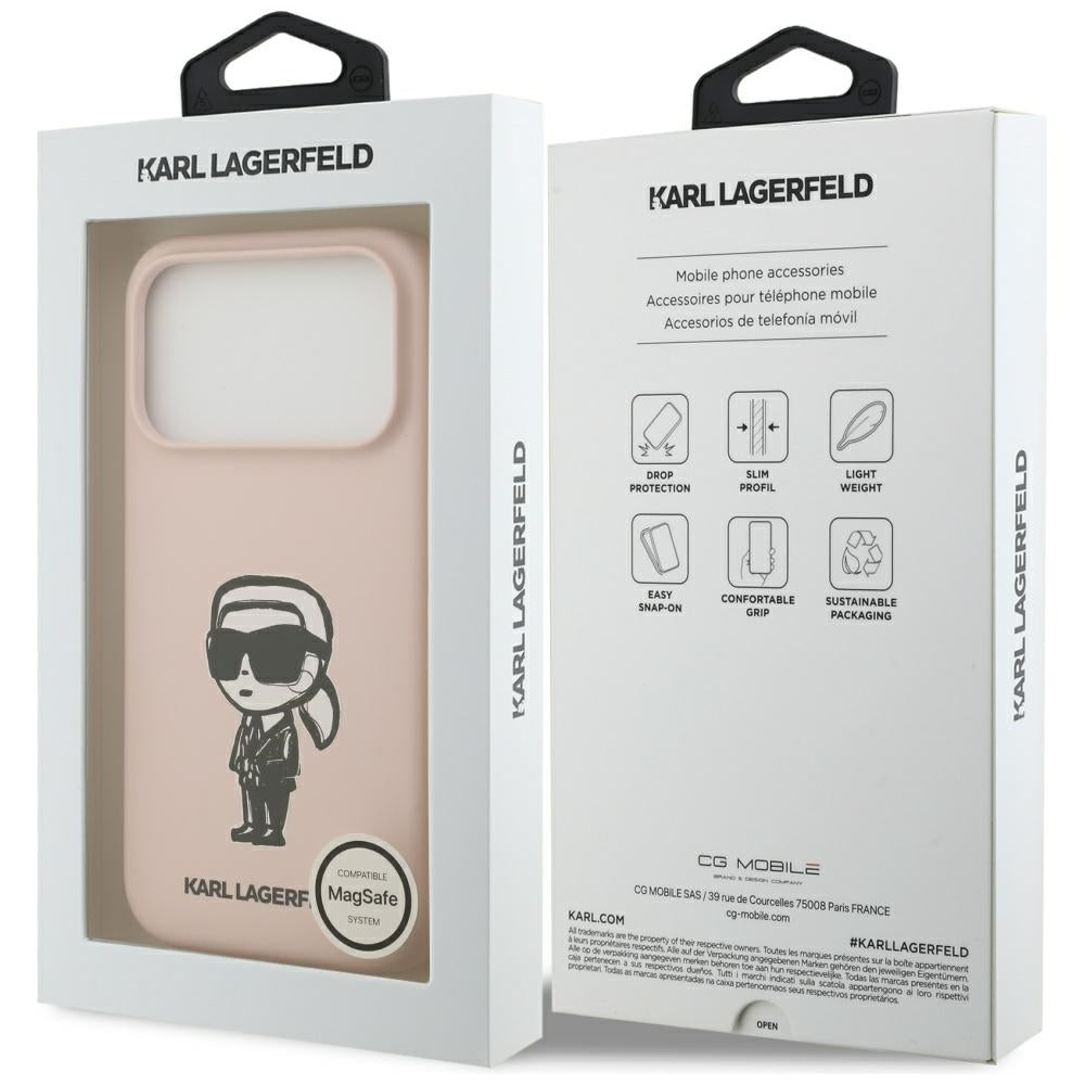 Karl Lagerfeld Silicone Karl Sketch &amp; Logo MagSafe Case for iPhone 17 Pro Max - Pink_7