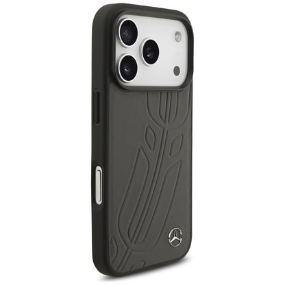 Mercedes Leather Large Laurel Leave MagSafe Case for iPhone 17 Pro - Black and Gray_3
