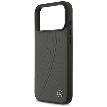 Mercedes Leather Large Laurel Leave MagSafe Case for iPhone 17 Pro Max - Black and Gray_5