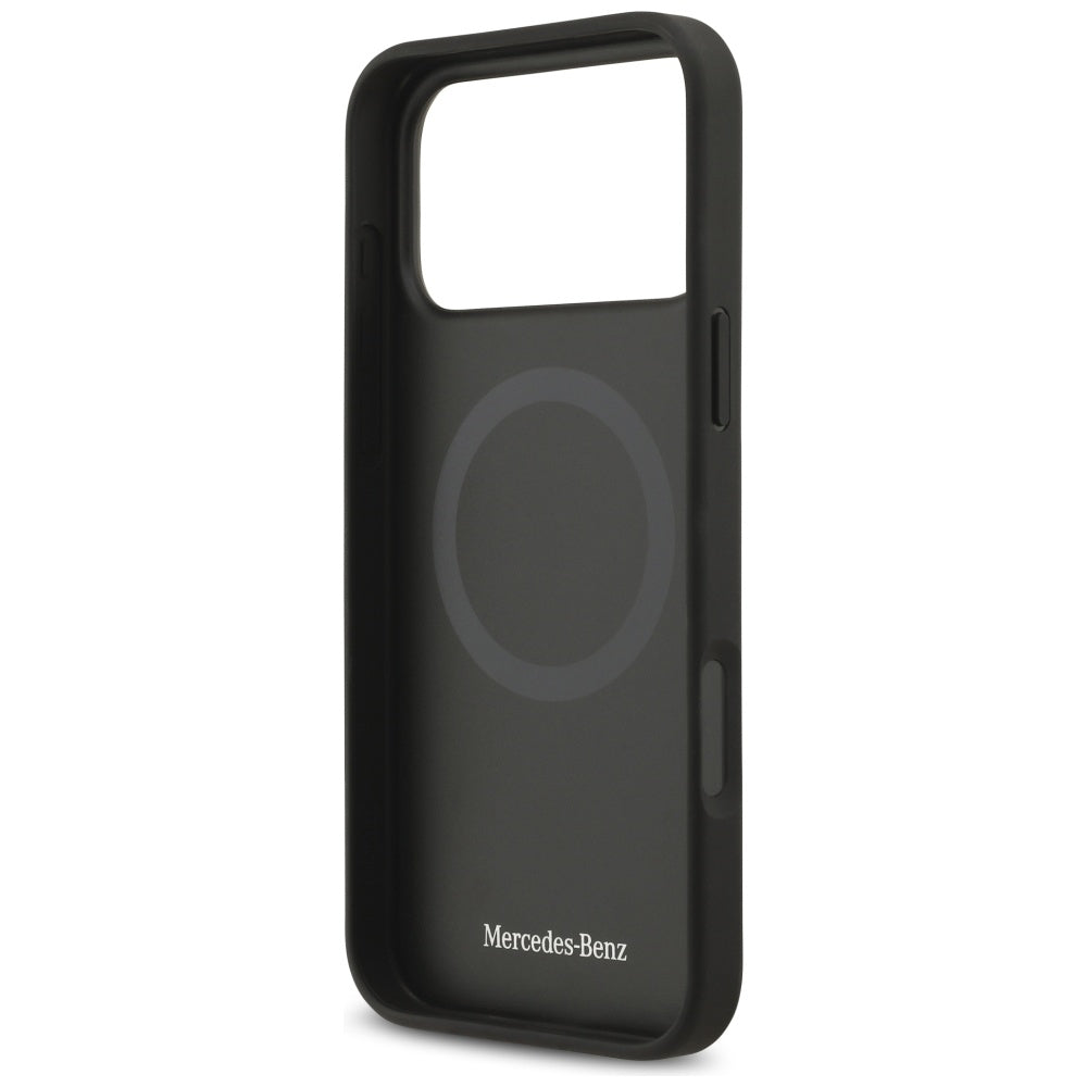 Mercedes Leather Large Laurel Leave MagSafe Case for iPhone 17 Pro Max - Black and Gray_6