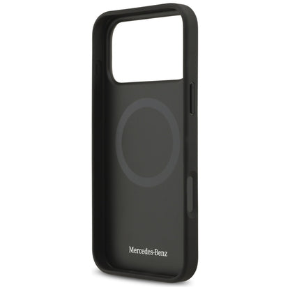 Mercedes Leather Large Laurel Leave MagSafe Case for iPhone 17 Pro Max - Black and Gray_6