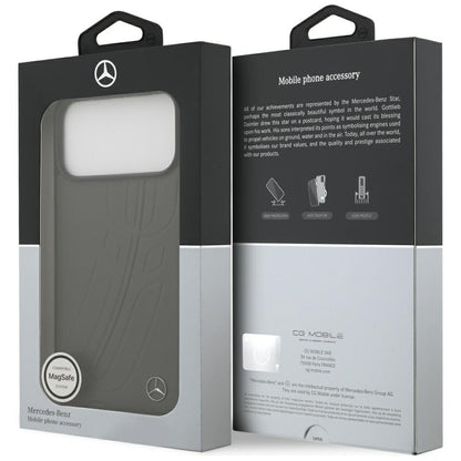 Mercedes Leather Large Laurel Leave MagSafe Case for iPhone 17 Pro Max - Black and Gray_7