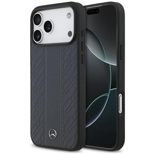 Mercedes Leather Laurel Leaves Stripes MagSafe Case for iPhone 17 Pro Max - Blue_0