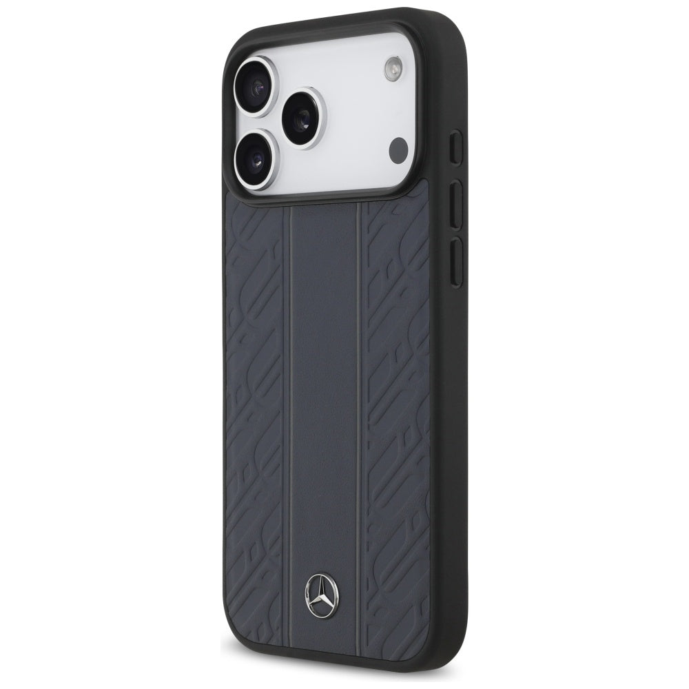 Mercedes Leather Laurel Leaves Stripes MagSafe Case for iPhone 17 Pro Max - Blue_1