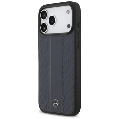 Mercedes Leather Laurel Leaves Stripes MagSafe Case for iPhone 17 Pro Max - Blue_1