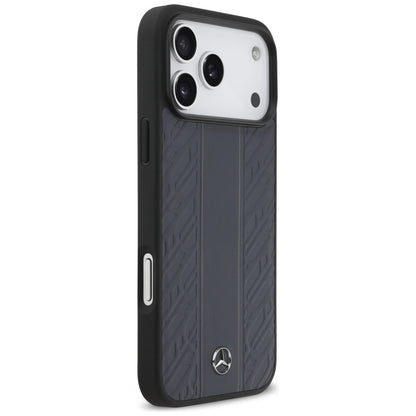 Mercedes Leather Laurel Leaves Stripes MagSafe Case for iPhone 17 Pro Max - Blue_3