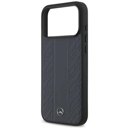 Mercedes Leather Laurel Leaves Stripes MagSafe Case for iPhone 17 Pro Max - Blue_5