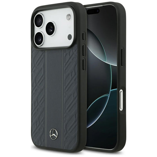 Mercedes Leather Laurel Leaves Stripes MagSafe Case for iPhone 17 Pro - Blue_0