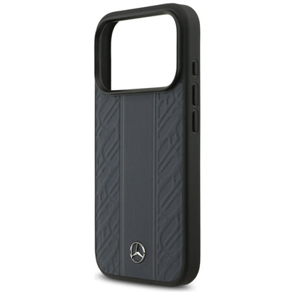 Mercedes Leather Laurel Leaves Stripes MagSafe Case for iPhone 17 Pro - Blue_5
