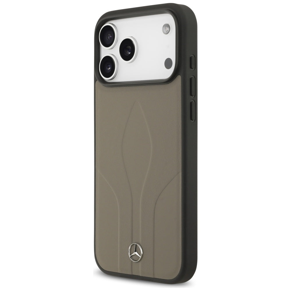 Mercedes Leather The Move MagSafe Case for iPhone 17 Pro Max - Beige_1