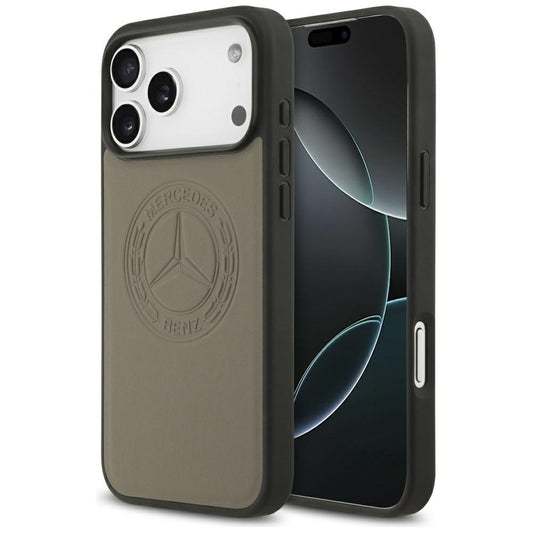Mercedes Leather Vintage Logo MagSafe Case for iPhone 17 Pro Max - Beige_0