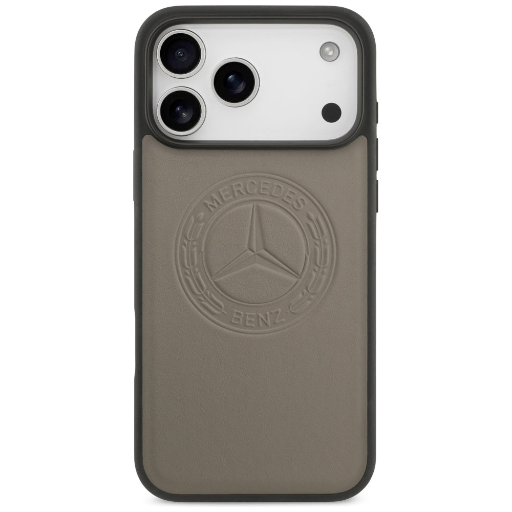 Mercedes Leather Vintage Logo MagSafe Case for iPhone 17 Pro Max - Beige_2