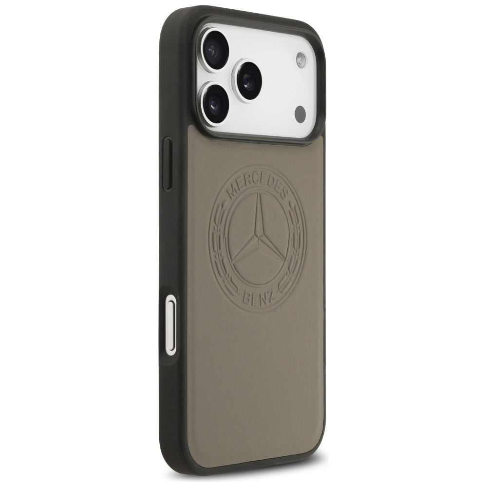 Mercedes Leather Vintage Logo MagSafe Case for iPhone 17 Pro Max - Beige_3