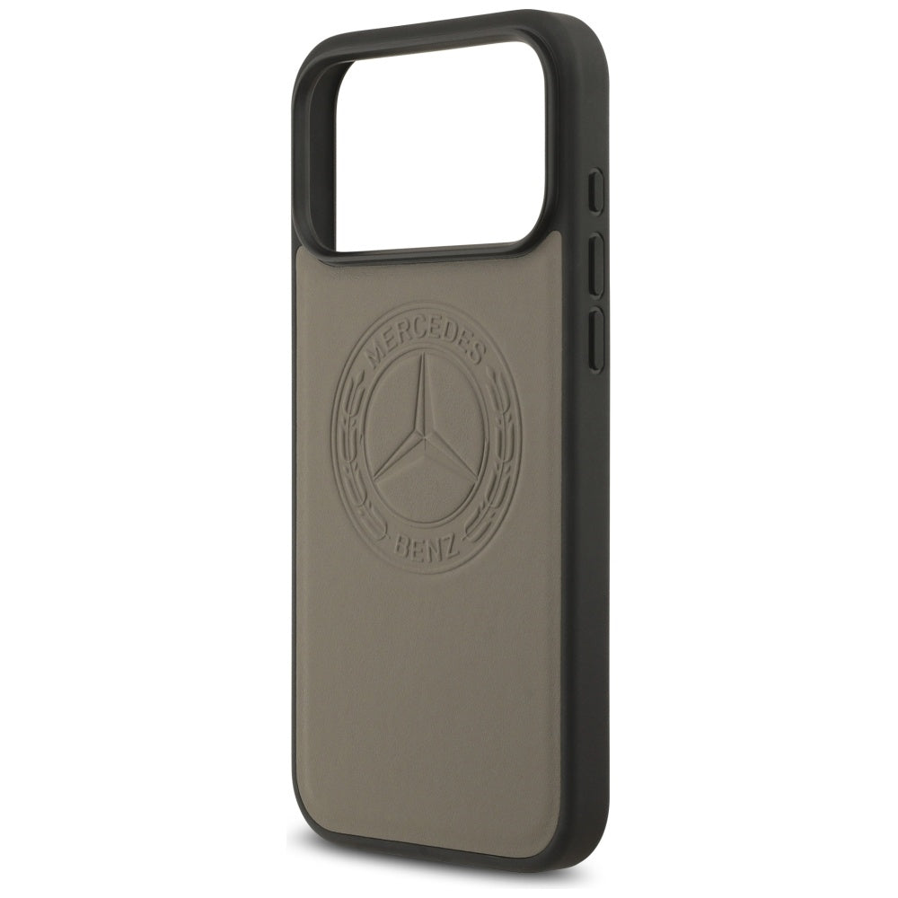 Mercedes Leather Vintage Logo MagSafe Case for iPhone 17 Pro Max - Beige_5