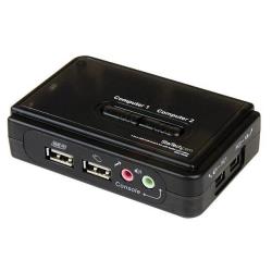 Switch KVM USB 2 porte nero con audio e cavi_0