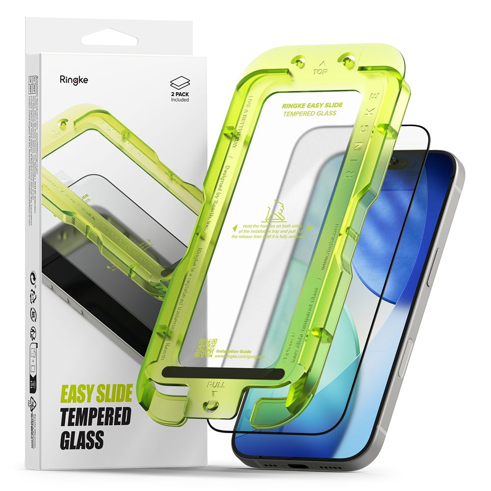 Ringke Easy Slide 2-pack tempered glass for iPhone 17 - black_0
