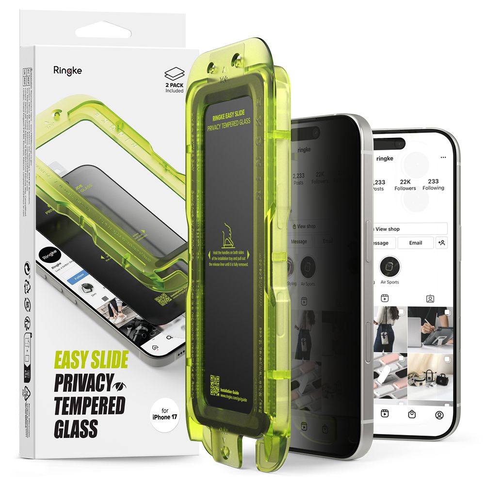 Ringke Easy Slide 2-pack Privacy Glass for iPhone 17 - Black_0