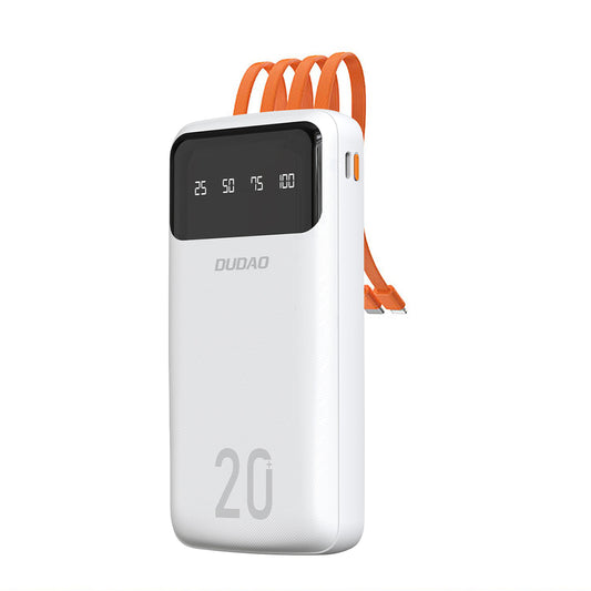 Dudao capacious powerbank with 3 built-in cables 20000mAh USB Type C + micro USB + Lightning white (Dudao K6Pro +)_0