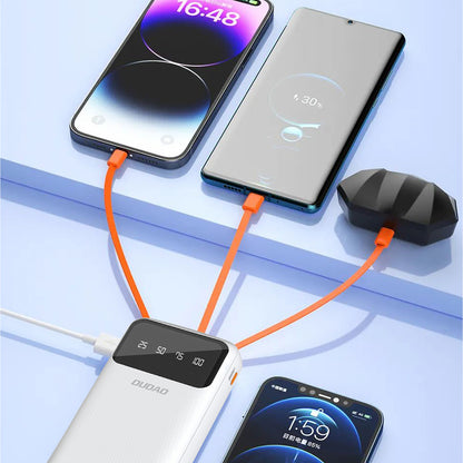 Dudao capacious powerbank with 3 built-in cables 20000mAh USB Type C + micro USB + Lightning white (Dudao K6Pro +)_1