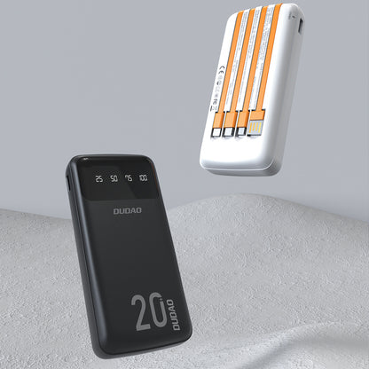 Dudao capacious powerbank with 3 built-in cables 20000mAh USB Type C + micro USB + Lightning white (Dudao K6Pro +)_5