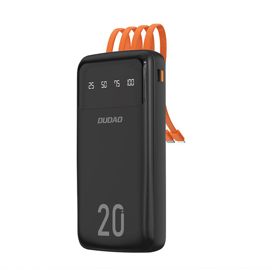 Dudao capacious powerbank with 3 built-in cables 20000mAh USB Type C + micro USB + Lightning black (Dudao K6Pro +)_0
