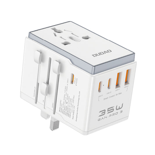 Dudao A35Pro 35W EU / UK / AUS / US / JP travel adapter 3x USB-C 2x USB-A - white_0