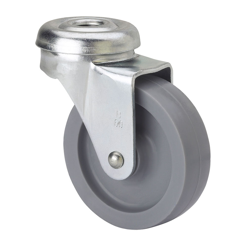 Roda giratÃ³ria com furo e eixo liso, cor cinza, carga mÃ¡x. 15 kg, Ã¸ 3 cm_0