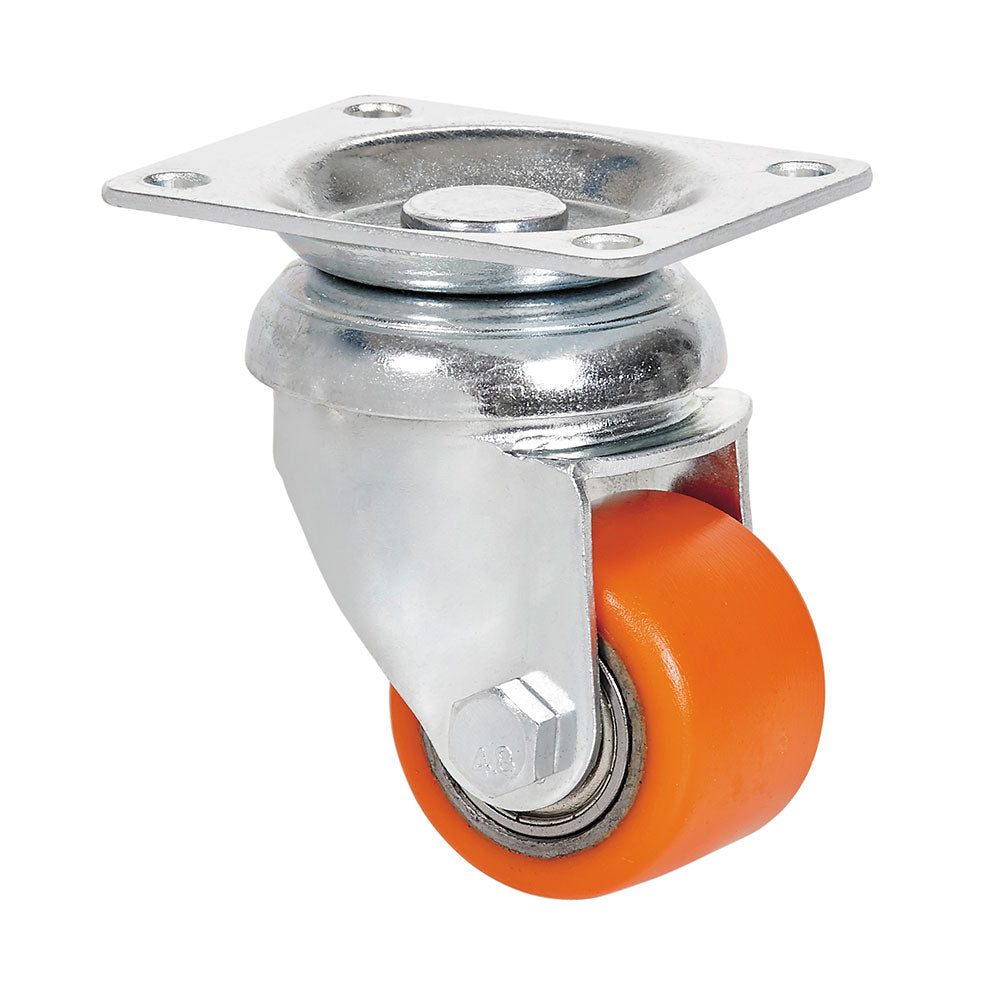 Roda giratÃ³ria com placa, rolamento de esferas, cor laranja, carga mÃ¡x. 100 kg, Ã¸ 3,5 cm_0