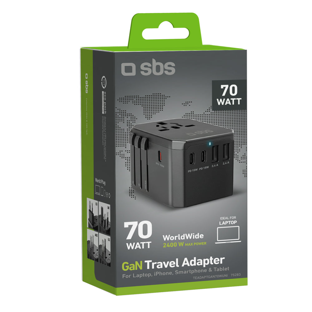 Adaptador de Viagem World Travel GaN 70W MARKA NIEZDEFINIOWANA / Preto / TEADAPTGAN70WUNI_1