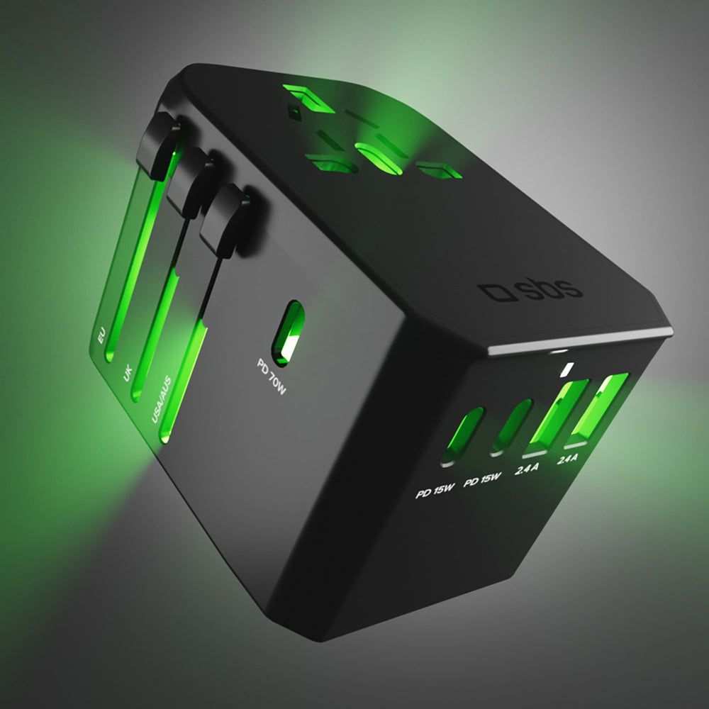 Adaptador de Viagem World Travel GaN 70W MARKA NIEZDEFINIOWANA / Preto / TEADAPTGAN70WUNI_7