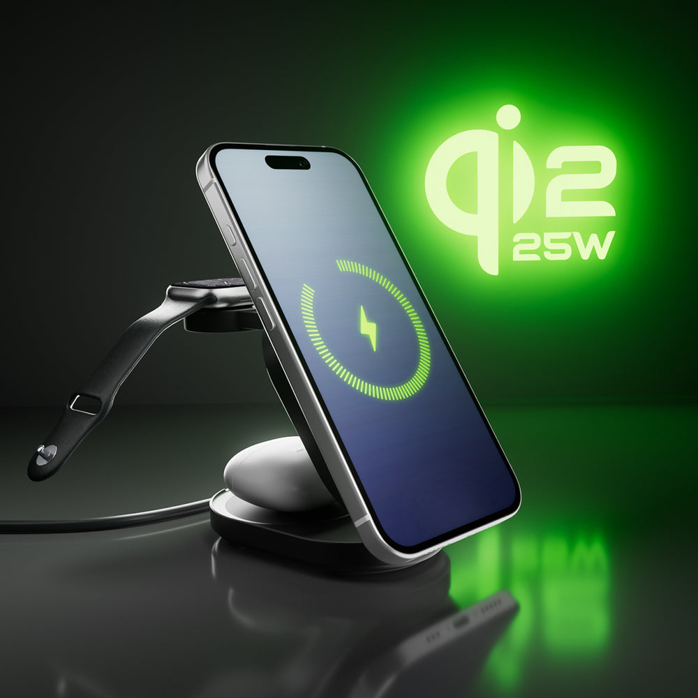 SBS Qi2.2 25W Inductive 3-in-1 Foldable Charging Station with MFI Certificate - Black_2